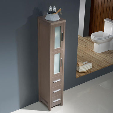 Fresca Torino Gray Oak Tall Bathroom Linen Side Cabinet Linen Cabinet Fresca